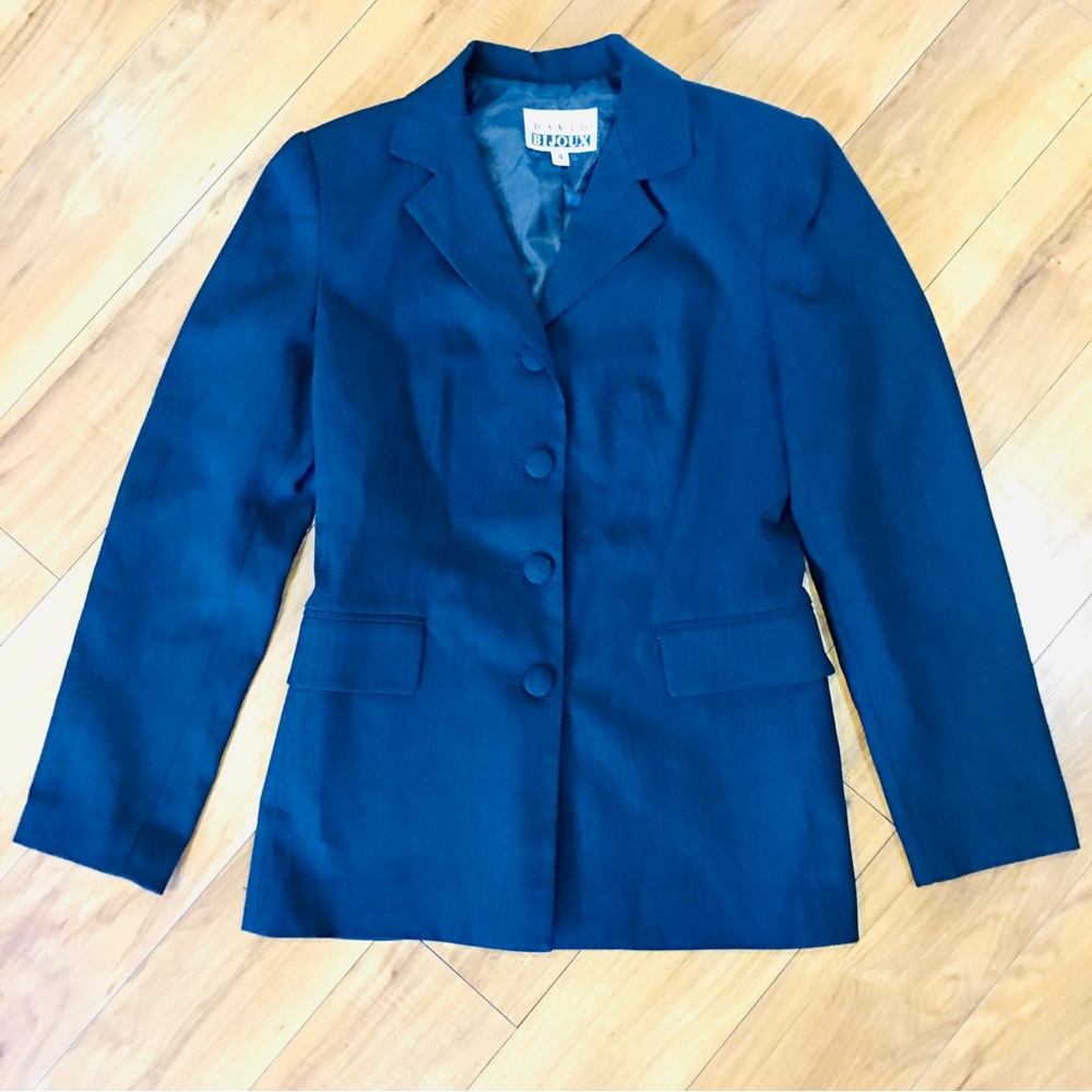 David Bijoux luxury suit jacket blazer navy blue small